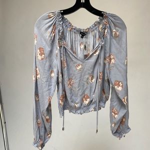 William B blue and pink floral blouse